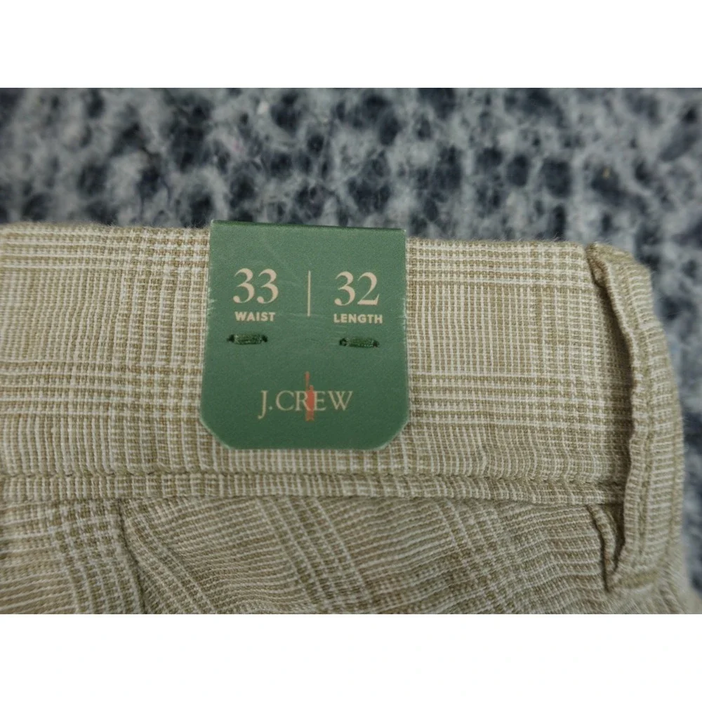 J.Crew Mens 33x32 Classic Fit Linen Trouser Beige Glen Check Plaid Pants 2024 - Picture 15 of 16